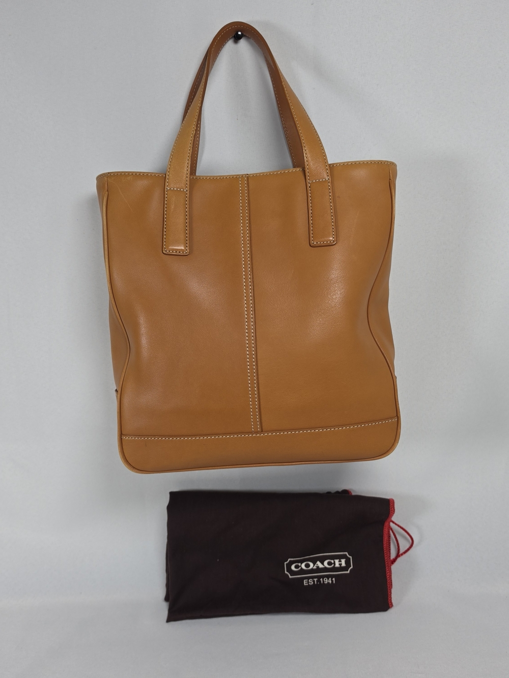 Coach Vintage 7787 Hampton Shopper Camel Tan Leather Medium Bag Womens - Picture 12 of 16
